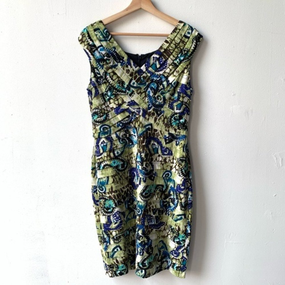 Adrianna Papell tiered printed pattern dress 14